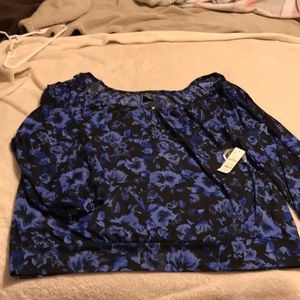 Brand new black and blue floral top